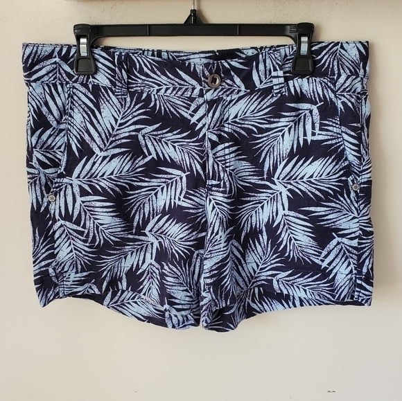Sonoma blue palm print linen blens shorts Sz. 8 - Picture 3 of 7